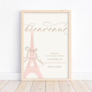 Bonjour Bébé Rosa Paris Eiffeltornet Välkomstskylt Poster