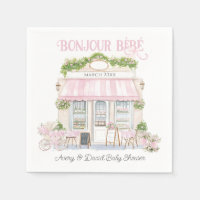 Bonjour Bebe Rosa Parisian Cafe Flicka Shower