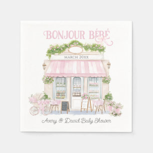 Bonjour Bebe Rosa Parisian Cafe Flicka Shower Pappersservett