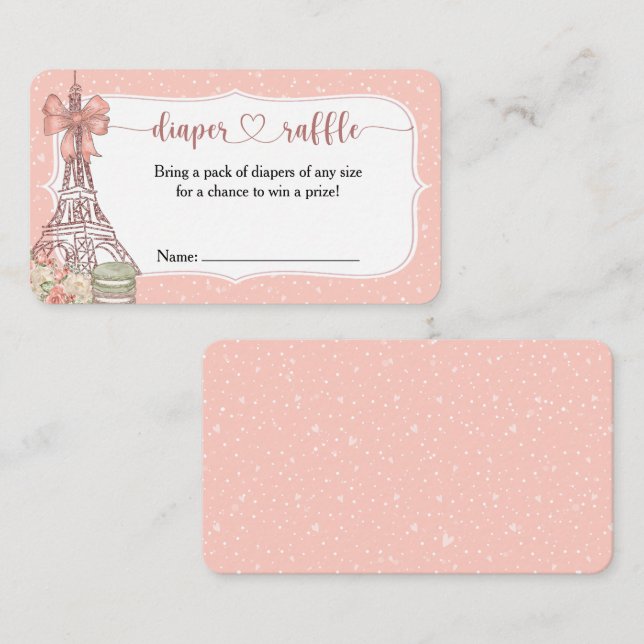 Bonjour Bebe Rosa Parisian Diaper Raffle Card Tilläggskort (Fram/baksida)