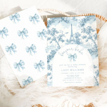 Bonjour Bebe Toile Blå Slinga Fransk Baby shower