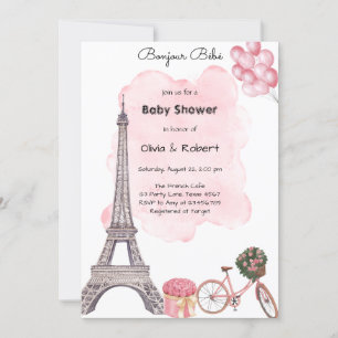 Bonjour Bebis Paris Parisian Fransk Bebis firande  Inbjudningar