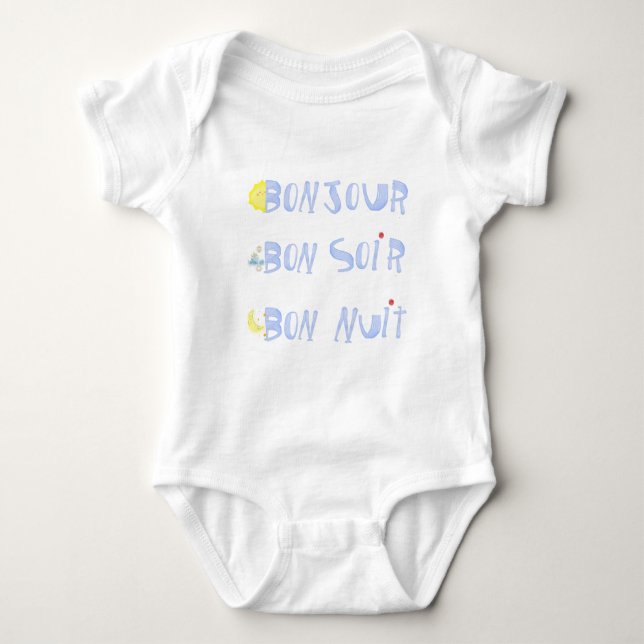 Bonjour Bra Day Bon soir Bra Evening Fransk baby T Shirt (Framsida)