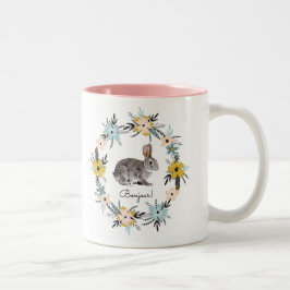 Bonjour! Bunny och Vår Flower Wandeans Påsk Två-Tonad Mugg