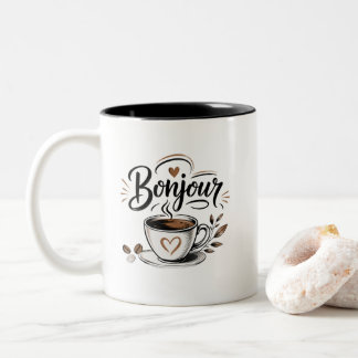 Bonjour Café – Uppvaknandet i all mjukhet Två-Tonad Mugg