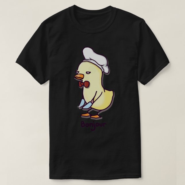 Bonjour Chef Goose - Kawaii Anka med Knivar T Shirt (Design framsida)