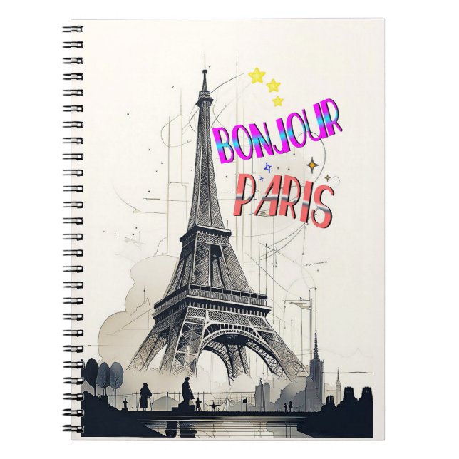 Bonjour Colorful Paris Anteckningsbok (Framsidan)