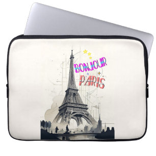 Bonjour Colorful Paris Laptop Fodral