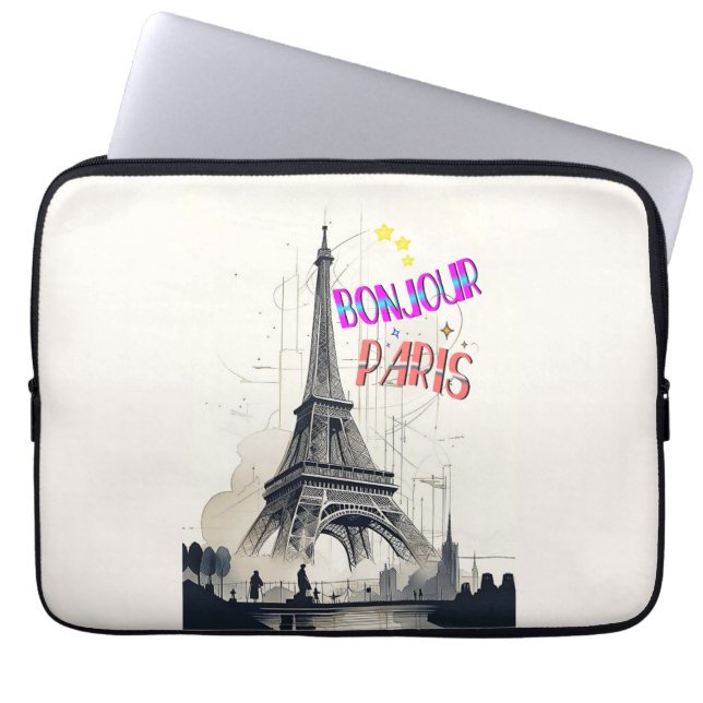 Bonjour Colorful Paris Laptop Fodral (Framsidan)