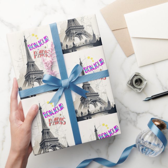 Bonjour Colorful Paris Presentpapper (Gifting)