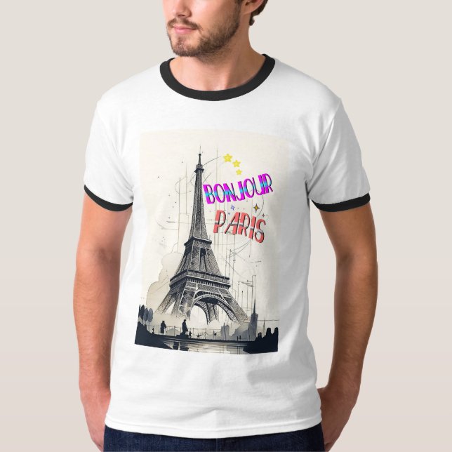 Bonjour Colorful Paris T Shirt (Framsida)