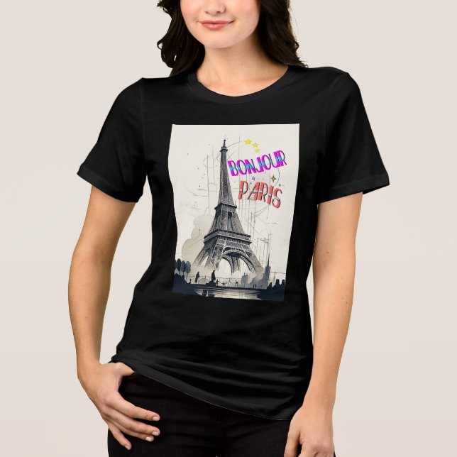 Bonjour Colorful Paris T Shirt (Framsida)