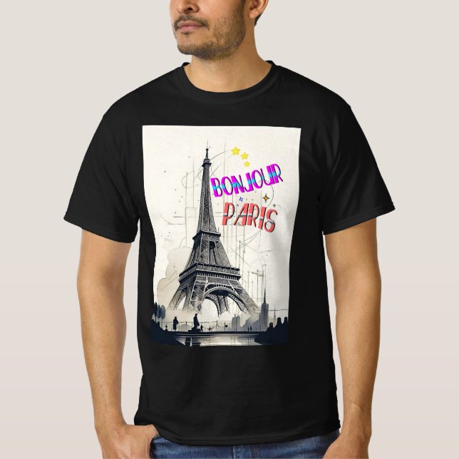 Bonjour Colorful Paris T Shirt (Framsida)