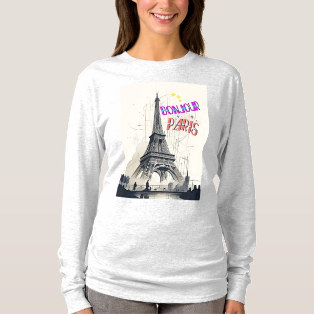 Bonjour Colorful Paris T Shirt (Framsida)