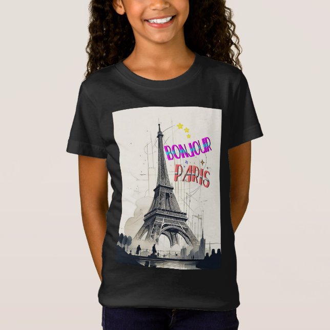 Bonjour Colorful Paris T Shirt (Framsida)