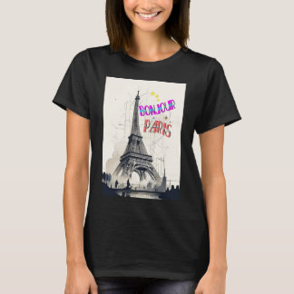 Bonjour Colorful Paris T Shirt