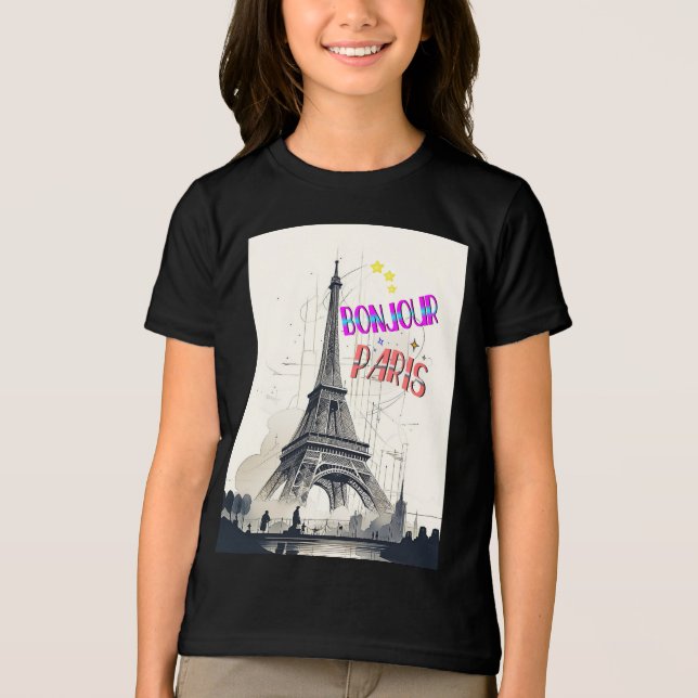 Bonjour Colorful Paris T Shirt (Framsida)