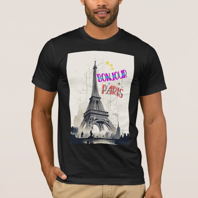 Bonjour Colorful Paris T Shirt (Framsida)