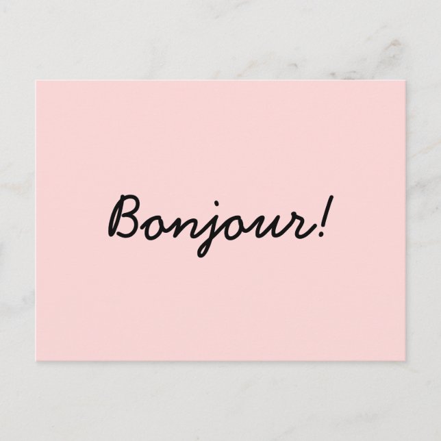 Bonjour Cream Elfenbensvit Modern Skript Design Vykort (Framsida)