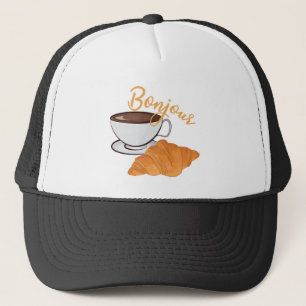 Bonjour Croissant Coffee Breakfast - Fransk Cafe Keps