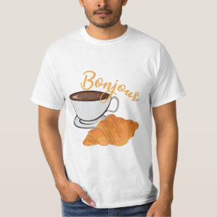 Bonjour Croissant Coffee Breakfast - Fransk Cafe T Shirt