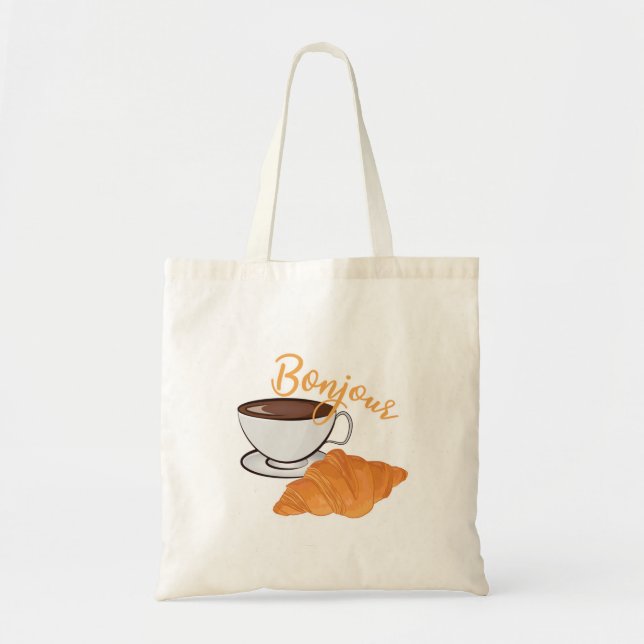 Bonjour Croissant Coffee Breakfast - Fransk Cafe Tygkasse (Framsidan)