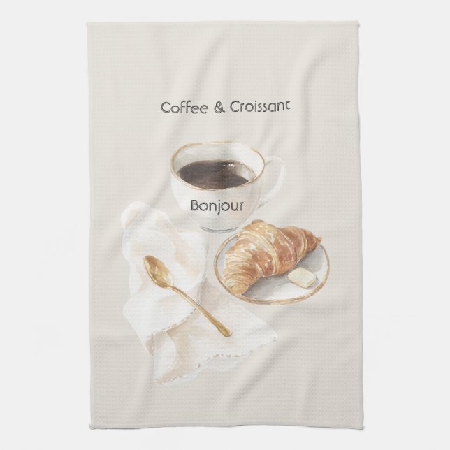 Bonjour Croissant & Kaffe   Kökshandduk (Vertikal)