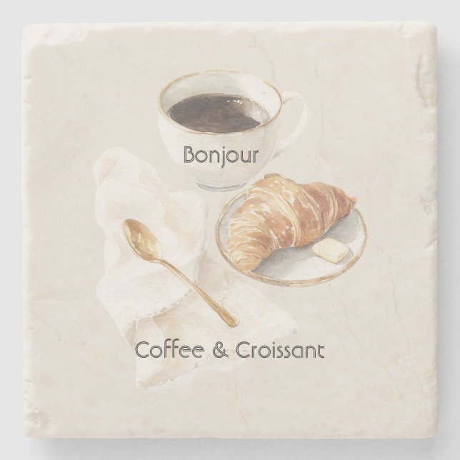 Bonjour Croissant & Kaffe   Stenunderlägg (Framsidan)