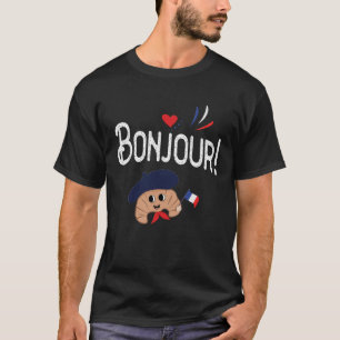 Bonjour Cute Fransk Croissant Frankrike Girls Resa T Shirt