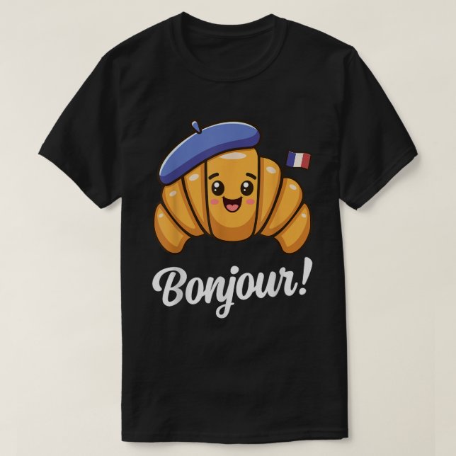 Bonjour Cute French Croissant Shirt T (Design framsida)