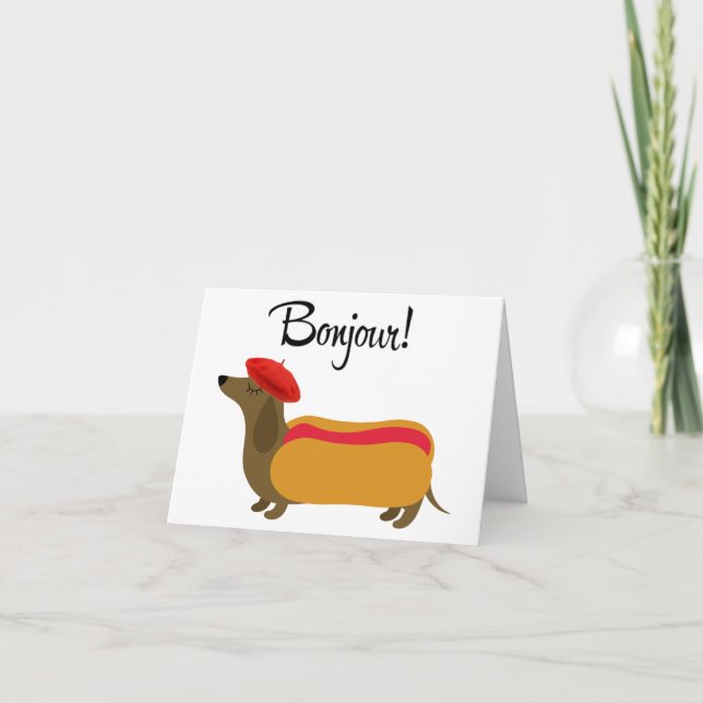 Bonjour Dachshund Välkomstkort Kort (Framsida)