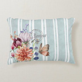 Bonjour Decorative blommigt Fransk Rand Slappna av Prydnadskudde