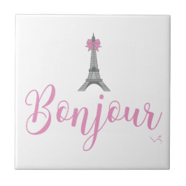 Bonjour-Eiffel Torn Bow Unik Kakelplatta
