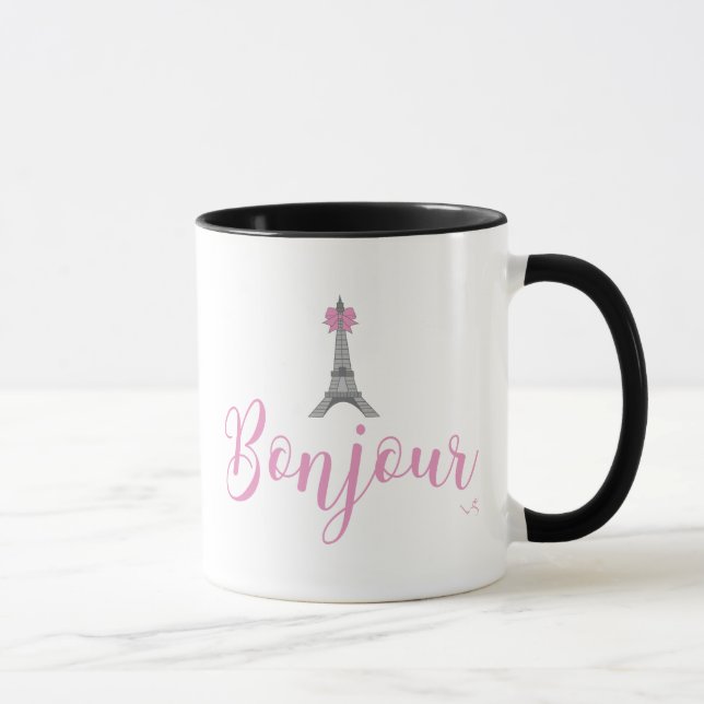 Bonjour-Eiffel Torn Bow Unik Mugg (Höger)