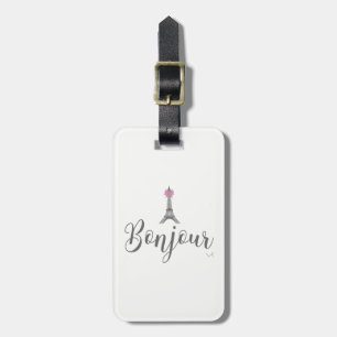 Bonjour-Eiffel Torn Rosa Bow Bagagebricka