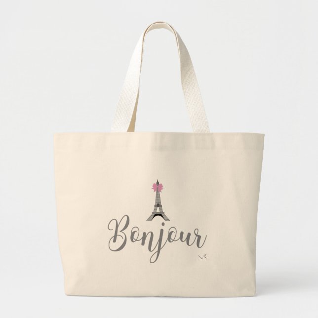 Bonjour-Eiffel Torn Rosa Bow Jumbo Tygkasse (Framsidan)