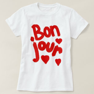 "Bonjour En Coeur", Vit T-Shirt