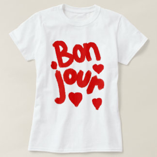 "Bonjour En Coeur", Vit T-Shirt