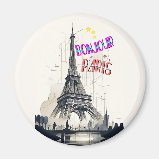 Bonjour Färgrik Paris Magnet (Framsidan)