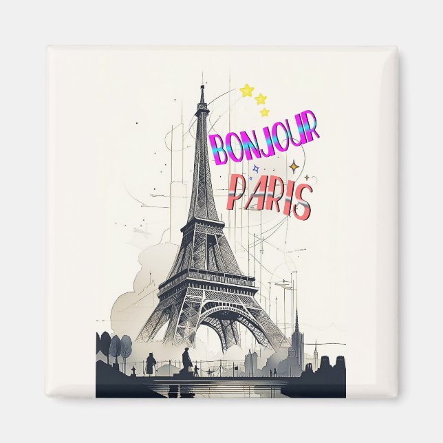 Bonjour Färgrik Paris Magnet (Framsidan)