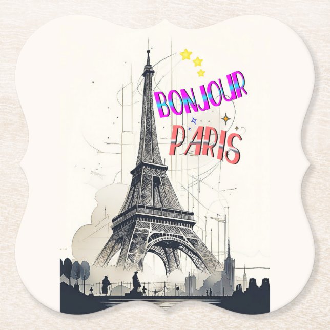 Bonjour Färgrik Paris Underlägg Papper (Framsida)