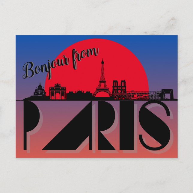 Bonjour från Paris Modern Vykort (Framsida)