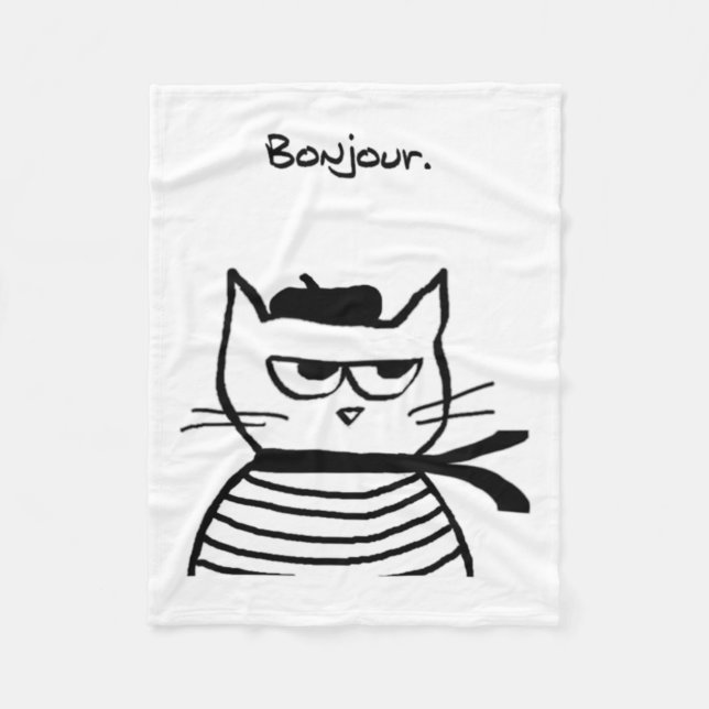 Bonjour Fransk Cat Funny Fleecefilt (Framsidan)