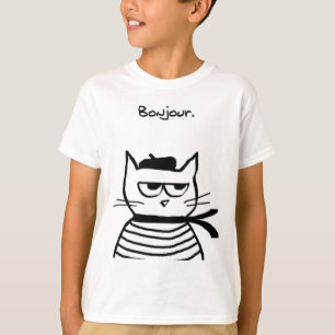 Bonjour Fransk Cat Funny T Shirt