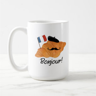 Bonjour Fransk Croissant - Frankrike Funny Food Kaffemugg