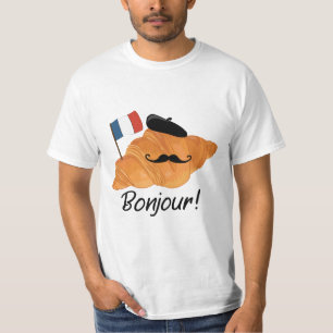 Bonjour Fransk Croissant - Frankrike Funny Food T Shirt