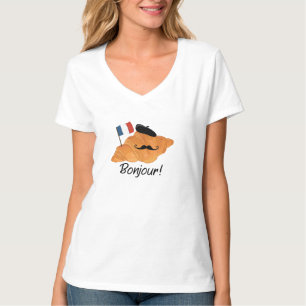 Bonjour Fransk Croissant - Frankrike Funny Food T Shirt