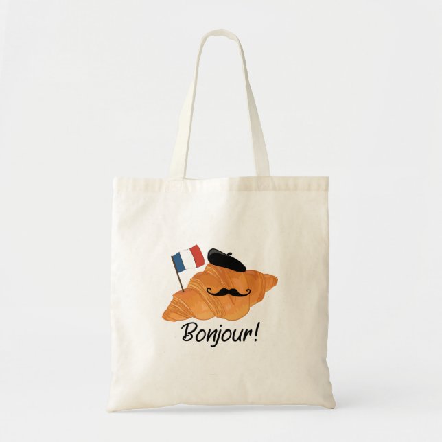 Bonjour Fransk Croissant - Frankrike Funny Food Tygkasse (Framsidan)