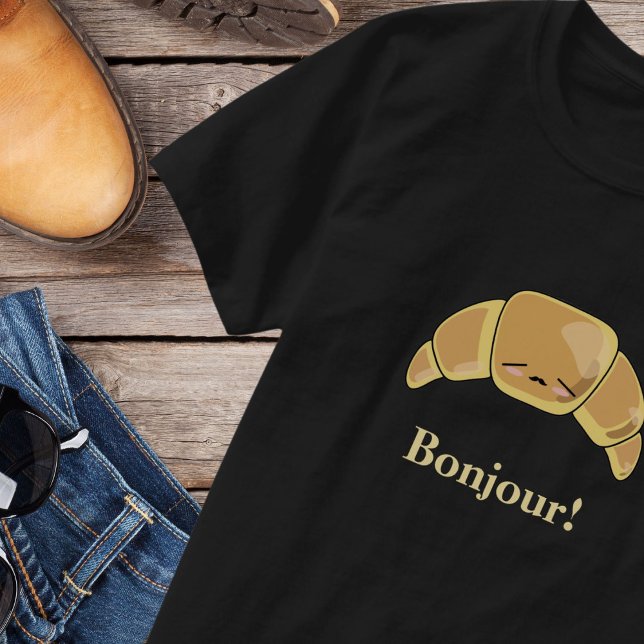 Bonjour Fransk Croissant Funny Kawaii Killstry Pas T Shirt (Skapare uppladdad)
