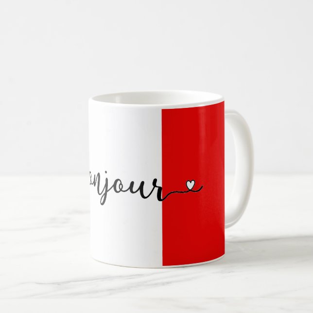Bonjour Fransk Flagga Färg Kaffemugg (Framsida höger)